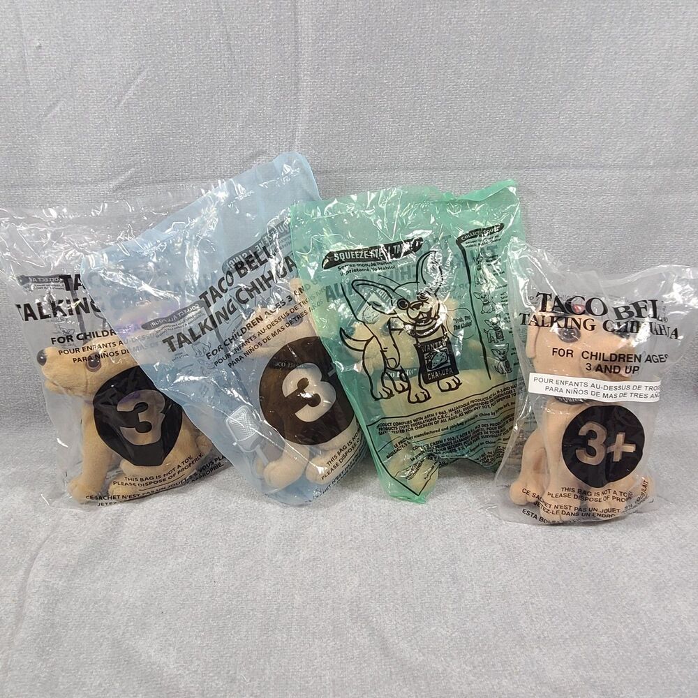Vintage Taco Bell Chihuahua Plush Toy Lot of 4 NOT TALKING